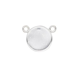 Connector, Almost Instant Jewelry&reg;, fine silver, 15mm closed-back round with 14mm round bezel setting. Sold individually.