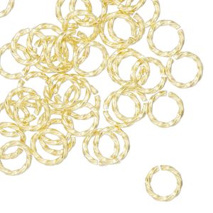 Jump ring 1pkg50 brass, 8mm hand-cut twisted round, 16 gauge / 5.4mm inside diameter