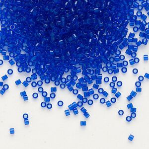 Seed bead, Delica&reg;, glass, pkg/250g, #11 round, transparent cobalt (DB-0707).