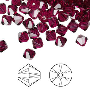 Bead 24pk ruby, Crystal Passions&reg; 6mm bicone 5328