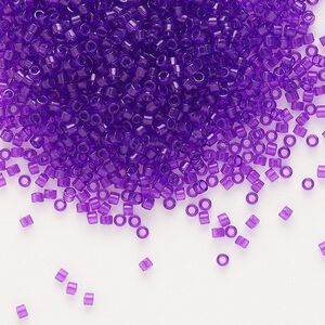 Seed bead, Delica&reg;, glass, pkg/7.5g, #11 round, transparent outside dyed violet (DB-1315).