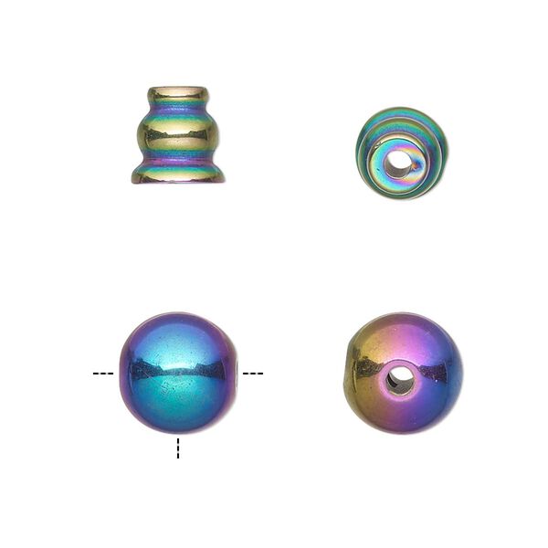 Hemalyke&trade; 1pkg2, electroplated T-drilled round / cone bead 10mm / 8x7.5mm image number 0