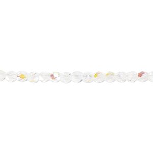 Bead, Czech fire-polished glass, clear AB. 3mm faceted round. Sold per pkg of 1,200 (1 mass).