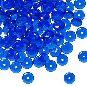 Bead, Czech pressed glass 1pkg150, transparent cobalt blue, 6x2.5mm rondelle.