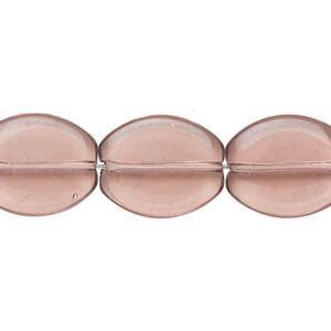Bead, glass, translucent plum, 17x14mm flat oval. Sold per 15-1/2" to 16" strand, approximately 25 beads.
