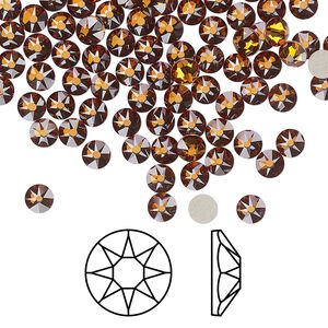 Flat back 144pk light amber foil back, Crystal Passions&reg; 3.8-4mm rose round SS16 2088