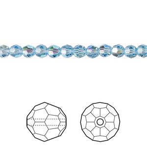 Bead 144pk aquamarine shimmer, Crystal Passions&reg; 4mm round 5000