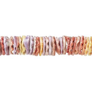 Bead, sea scallop shell (natural), pkg/16 inches, 10x4mm-10x6mm center-drilled heishi.