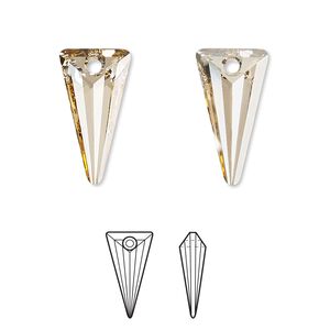 Drop 48pk crystal golden shadow, Swarovski&reg; 18x10mm pendant spike 6480