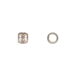 Bead 1pkg1 sterling silver, 7x6mm barrel / arrow, antiqued Hill Tribes