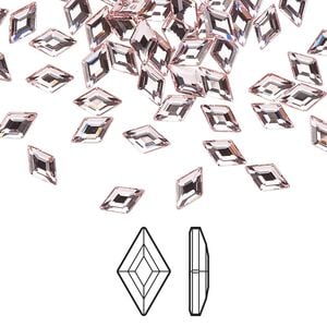 Flat back 24pk light rose foil back, Crystal Passions&reg; 6.6x3.9mm diamond 2773