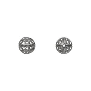 Bead, gunmetal-plated brass, 8mm filigree round. Sold per pkg of 10.