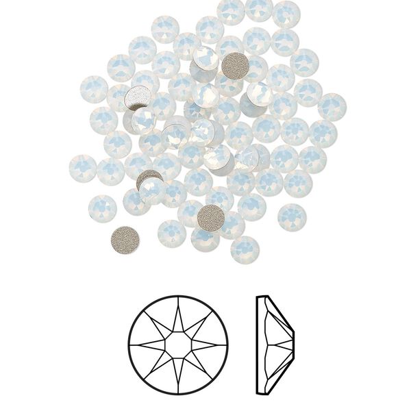 Flat back 1440pk white opal foil back, Swarovski&reg; 3-3.2mm rose round SS12 2088 image number 0