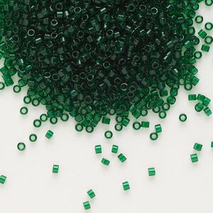 Seed bead, Delica&reg;, glass, pkg/7.5g, #11 round, transparent emerald green (DB-0713).