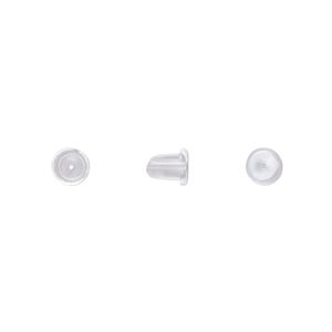 Earnut 1pkg100, 5.5x5mm bell, "rubber" clear 50 pair