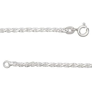Chain 1pkg1 sterling silver French rope, 2mm / mixed clasp, 24 inch
