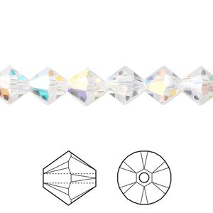 Bead 12pk crystal AB, Crystal Passions&reg; 8mm bicone 5328