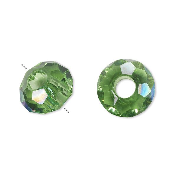 Bead 12pk 32 facets green AB, Celestial Crystal&reg; Dione&reg; 14x8mm rondelle image number 0