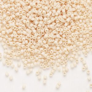 Seed bead, Delica&reg;, glass, pkg/7.5g, #11 round, opaque matte glazed luster antique beige (DB-0353).