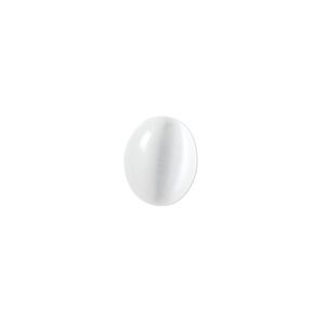 Cabochon, cat's eye glass (fiber optic glass), white, 12x10mm calibrated oval, quality grade. Sold per pkg of 10.