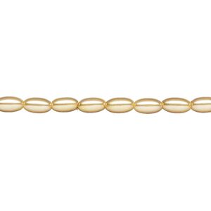 Pearl 1pk champagne, Celestial Crystal&reg; 6x3.5mm rice 15.5-16 inch