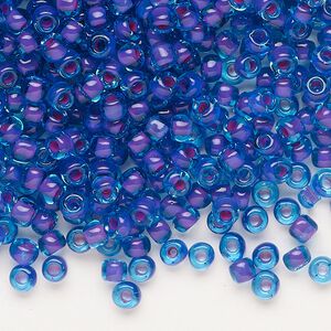 Seed bead, Dyna-Mites&trade;, glass 1pkg40g, #6 round, translucent inside dyed color blue fuchsia (228 6/0 RR)
