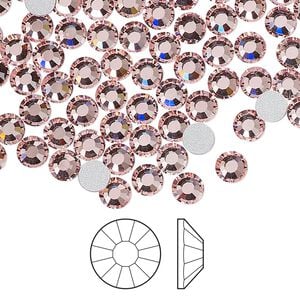 Flat back 1440pk light rose foil back, Preciosa Viva 12&reg; Czech crystal rhinestone 4.6-4.8mm chaton rose round SS20