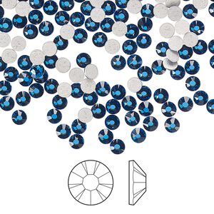 Flat back 144pk Capri blue foil back, Preciosa MAXIMA Czech crystal hotfix rhinestone 3-3.2mm chaton rose round SS12