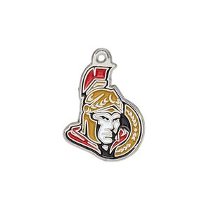 Charm, enamel and chrome-finished "pewter" (zinc-based alloy), multicolored, 21x17mm single-sided NHL&reg; Ottawa Senators. Sold individually.