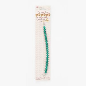 Bracelet component, cotton / steel / silver-finished "pewter" (zinc-based alloy), green, 9mm wide, 6 inches. Sold individually.
