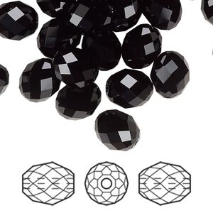 Bead 72pk jet, Swarovski&reg; 9.5x8mm olive briolette 5044