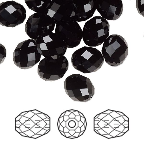 Bead 72pk jet, Swarovski&reg; 9.5x8mm olive briolette 5044 image number 0