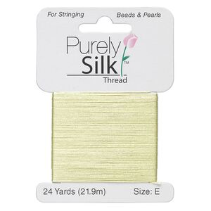 Thread, Purely Silk&trade;, light green, size E. Sold per 24-yard card.