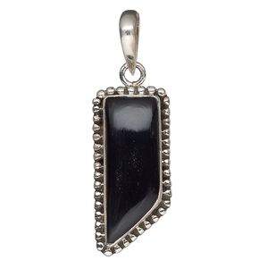 Pendant, blackstone (dyed) and sterling silver, 29x23mm tooth. Sold individually.