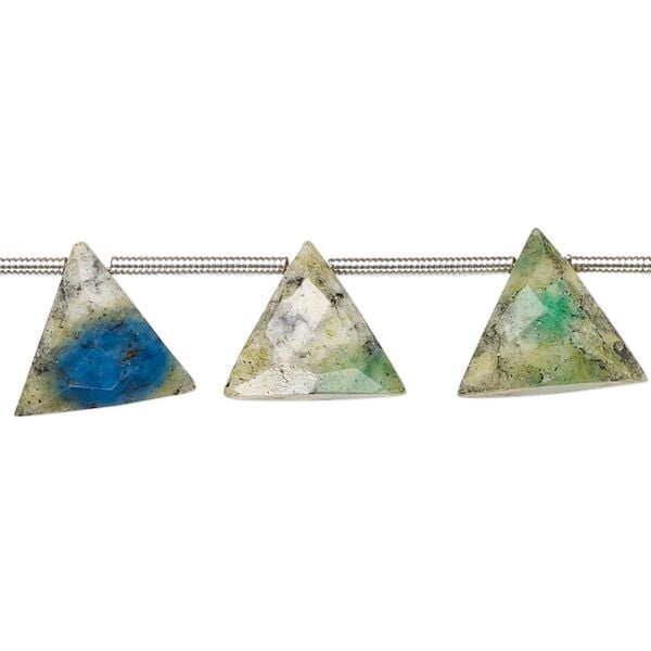 K2 "jasper" 1pkg12, hand-cut top-drilled faceted puffed triangle bead natural 11-13mm image number 0