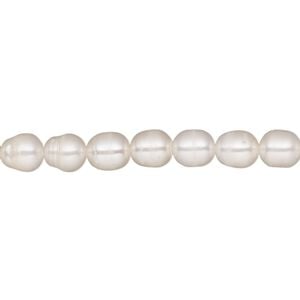 Pearl, White Lotus&trade;, cultured freshwater (bleached), white, 5.5-6mm rice, C grade, Mohs hardness 2-1/2 to 4. Sold per 15-1/2" to 16" strand.
