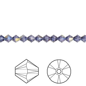 Bead 48pk tanzanite starlight, Crystal Passions&reg; 4mm bicone 5328