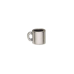 Charm, antiqued sterling silver 1pkg1, 11x8.5mm 3D coffee mug.