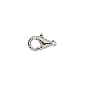 Clasp lobster claw 1pkg10 gunmetal-plated, 13x8mm, brass 1-strand