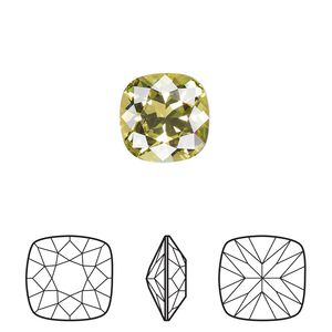 Fancy stone 6pk citrus green foil back, Crystal Passions&reg; 12mm cushion 4470