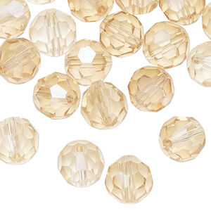 Bead 48pk translucent crystal golden shadow, Celestial Crystal&reg; 10mm round