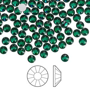Flat back 144pk emerald foil back, Preciosa Viva 12&reg; Czech crystal rhinestone 3.8-4mm chaton rose round SS16