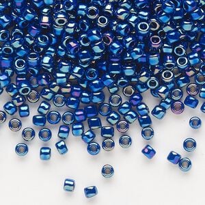 Seed bead, Dyna-Mites&trade;, glass, opaque rainbow cobalt, #8 round. Sold per 40-gram pkg.