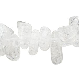 Bead, crackle glass, transparent clear, large chip. Sold per 15-inch strand.