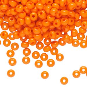Seed bead, Preciosa Ornela Czech glass, pkg/50g, #6 rocaille, opaque dark orange, (93140).