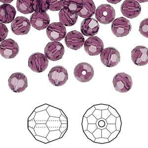 Bead 360pk amethyst, Swarovski&reg; 6mm round 5000