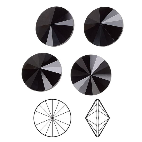 Chaton 144pk jet, Swarovski&reg; 14mm rivoli 1122 image number 0