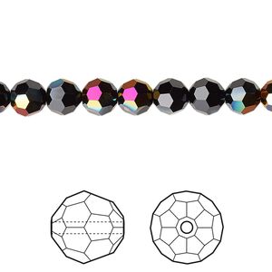 Bead 12pk jet astral pink, Crystal Passions&reg; 6mm round 5000