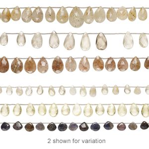 Multi-gemstone 1pkg3, hand-cut top-drilled / center-drilled teardrop / faceted teardrop bead 6 inch mix 10x7mm-28x16mm
