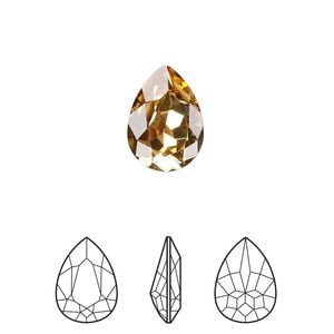 Fancy stone 1pk golden topaz foil back, Crystal Passions&reg; 14x10mm pear 4320